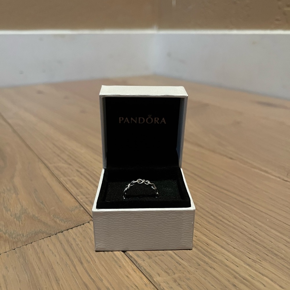 Pandora Silver Intricate Beaded Ring Size 6 - Picture 5 of 5